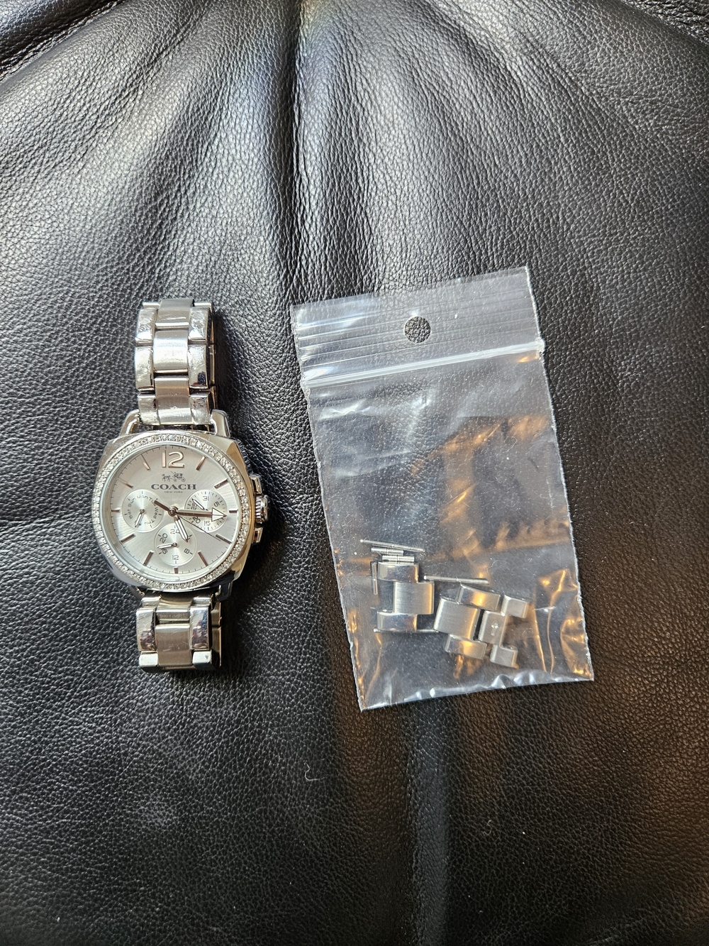 Coach Silver-tone Crystal Bezel Chronograph Watch - Picture 2 of 2